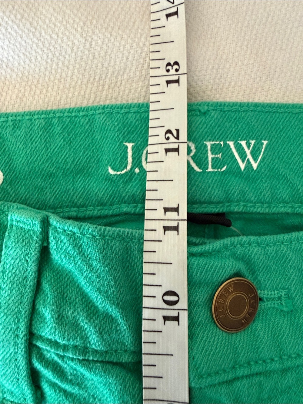 NWT J. Crew Mid-Rise Slouchy Straight Green Jeans Waist 26 - Picture 10 of 14